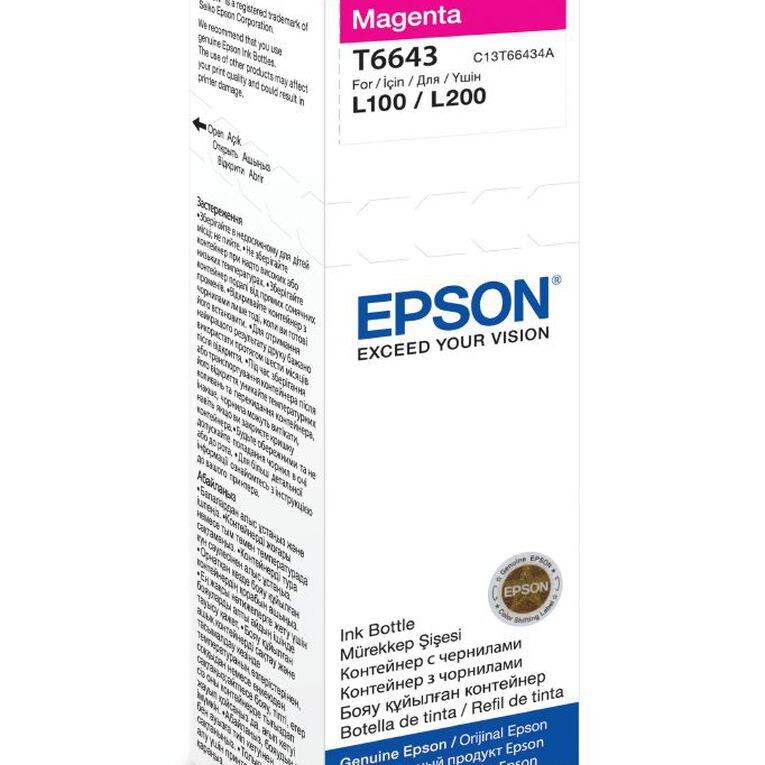 Epson Ink T664 Magenta 70ml Bottle 7500 Pages