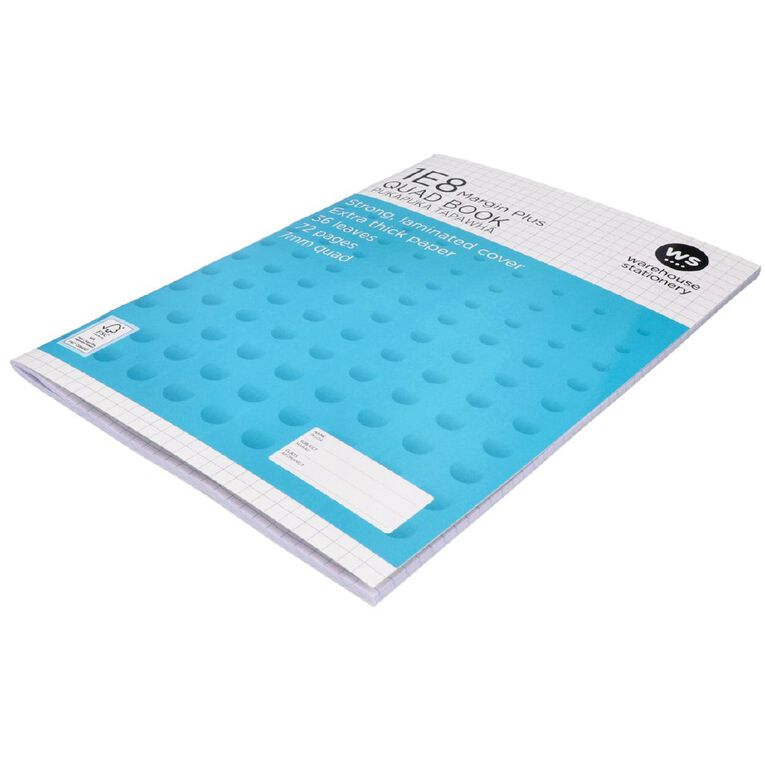 WS Exercise Book 1E8 Plus 7mm Quad 32 Leaf with Margins Blue