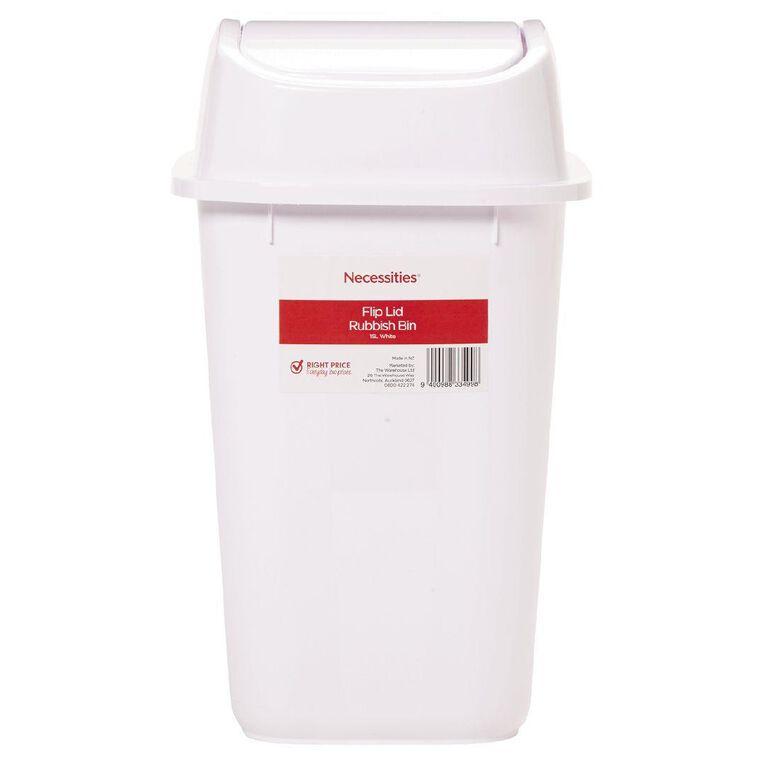 Living & Co Flip Lid Rubbish Bin White 15L