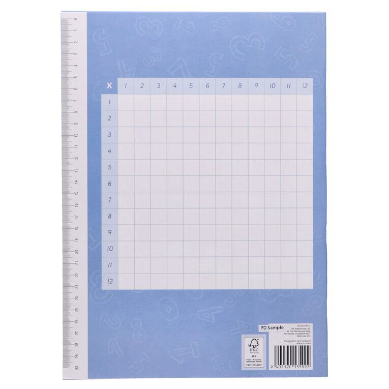 WS Maths 3 Toru 7mm Quad 32 Leaf with Margins Blue