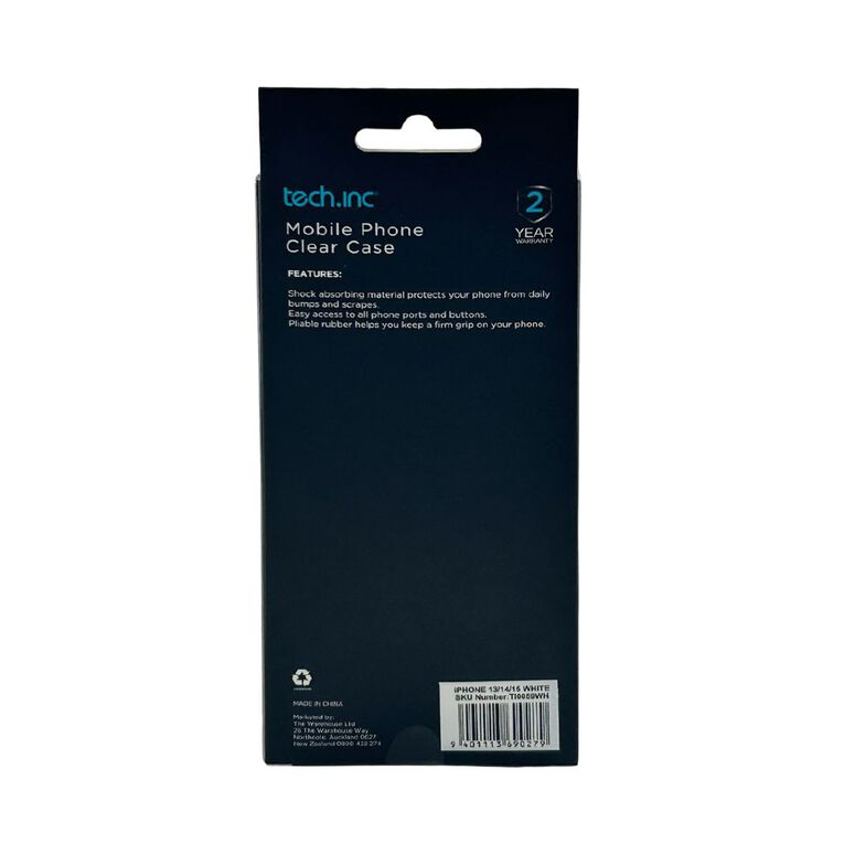 Tech.Inc Clear Phone Case For iPhone 13/14/15 TI0059WH White