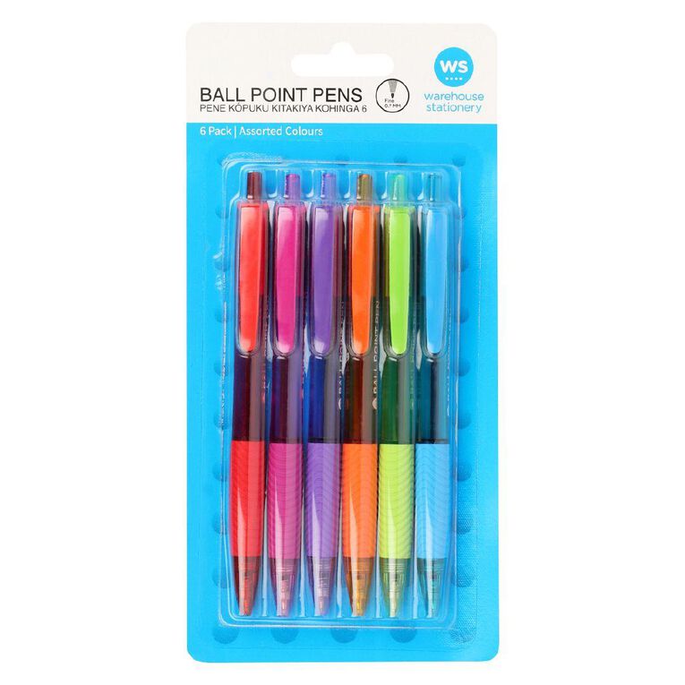WS Retractable Ball Point Pens 6 Pack