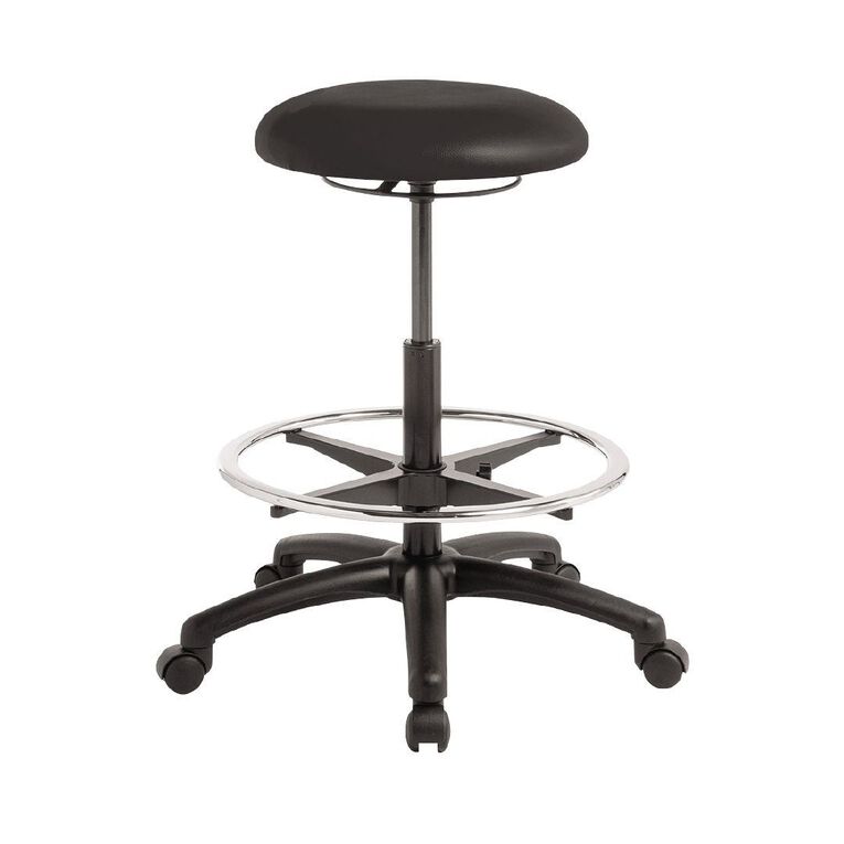 Eden Button Tech Stool with Footring Black Vinyl