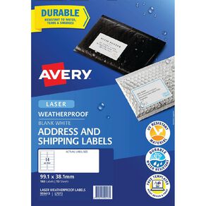 Avery Weather Proof 140 Address Labels 99.1mm x 38.1mm