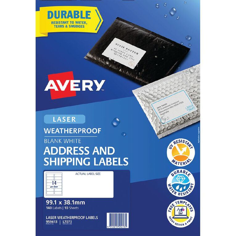 Avery Weather Proof 140 Address Labels 99.1mm x 38.1mm