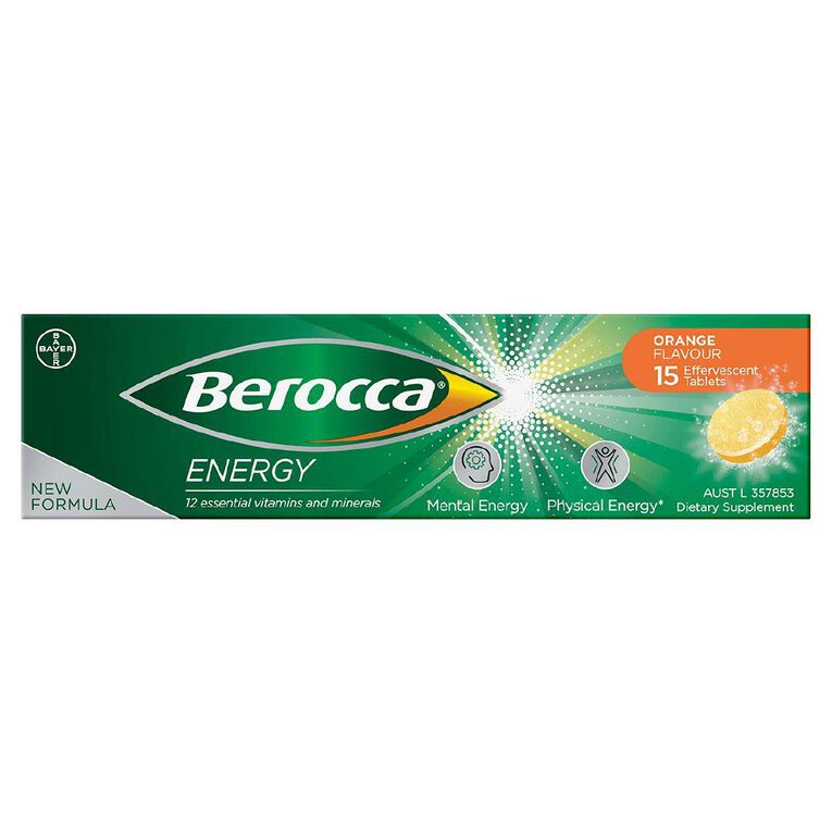 Berocca Energy Vitamin B & C Orange Flavour Effervescent Tablets 15 Pack