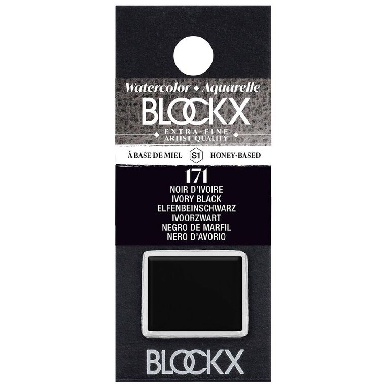BLOCKX Watercolour Half Pan S1 171 Ivory Black Black