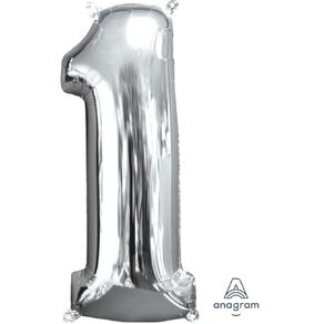 Anagram Mid-Size Shape Silver Number 1 Balloon