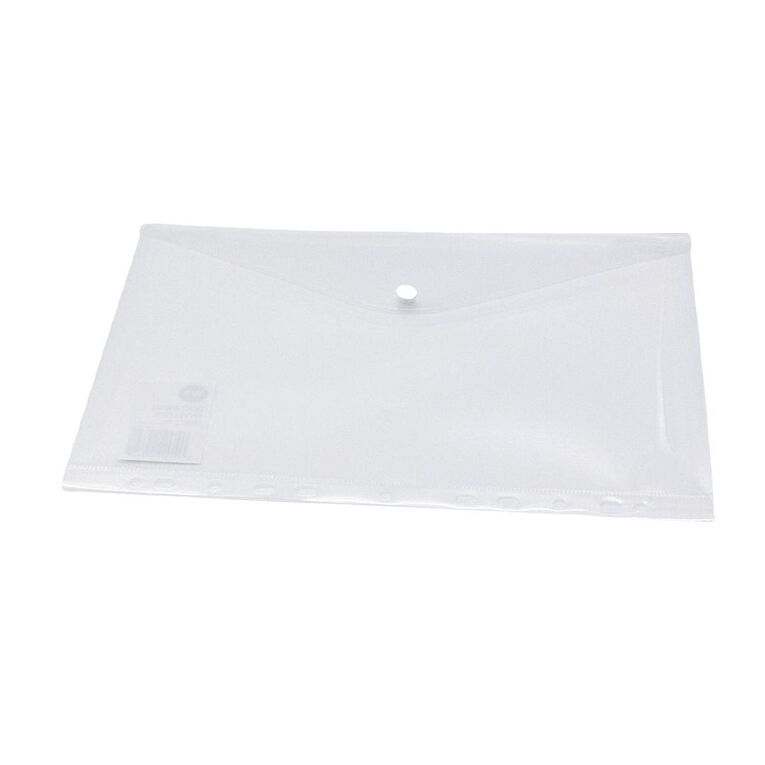 WS Document Wallet Single Dome Closer With Binder Holes Clear A4