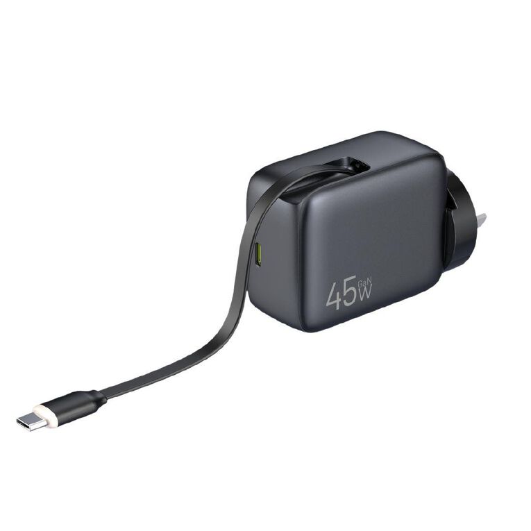 Tech.Inc 45W Wall Charger With Retractable Cable TIWAC45W