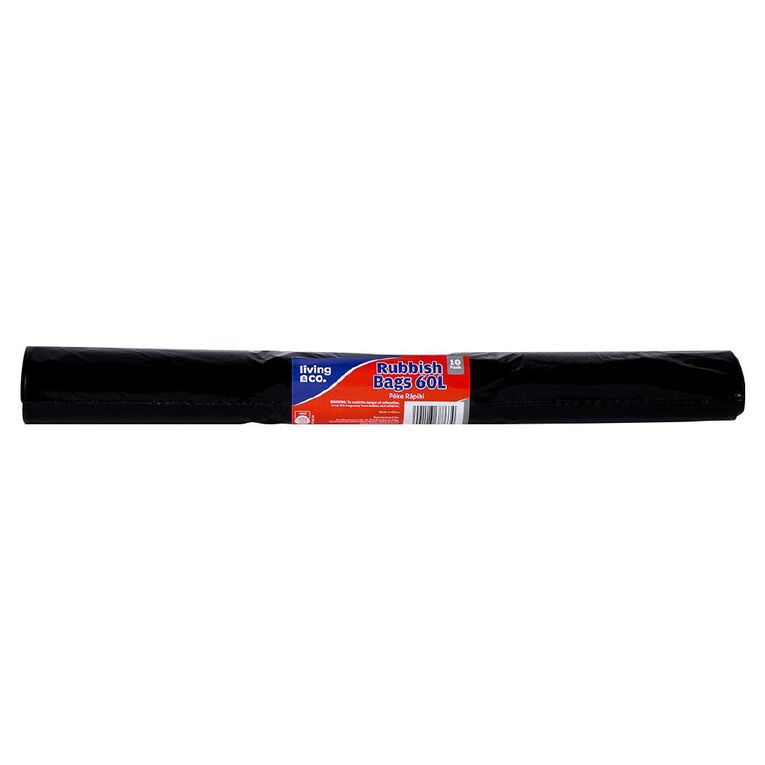 Living & Co Black Rubbish Bags 10 Pack