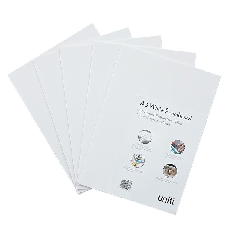 Uniti Foamboard 5mm A3 5 Pack White
