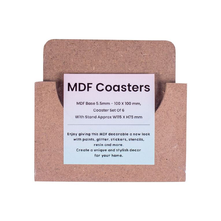 Uniti Craft Mdf Base 5.5mm 4inX4in Coaster Set Of 6 With Stand