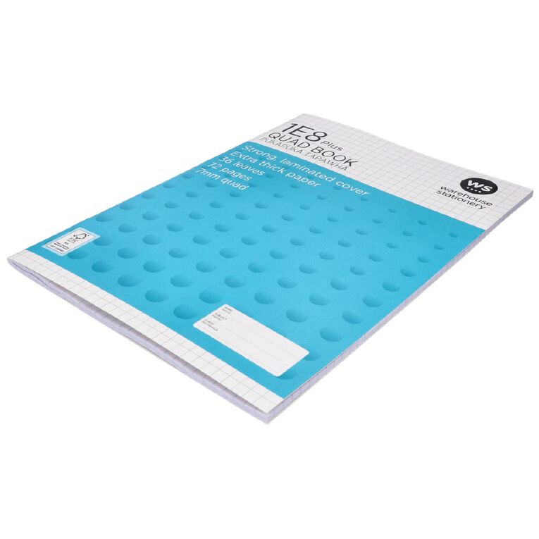 WS Exercise Book 1E8 Plus Quad 36 Leaf Blue