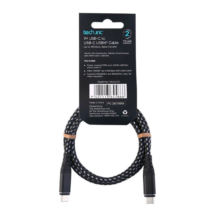 Tech.Inc 240W USB-C Cable 1m Black