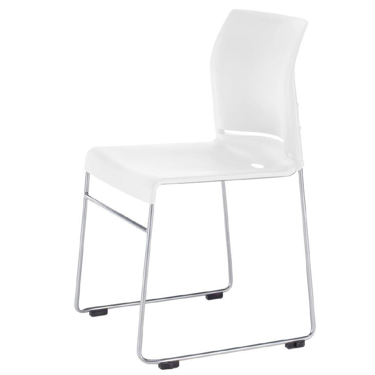 Buro Seating Envy Stacking Chair White Reflective Silver Frame White