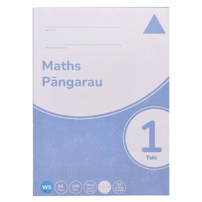 WS Maths 1 Tahi 10mm Quad & Unruled 32 Leaf with Margins Blue