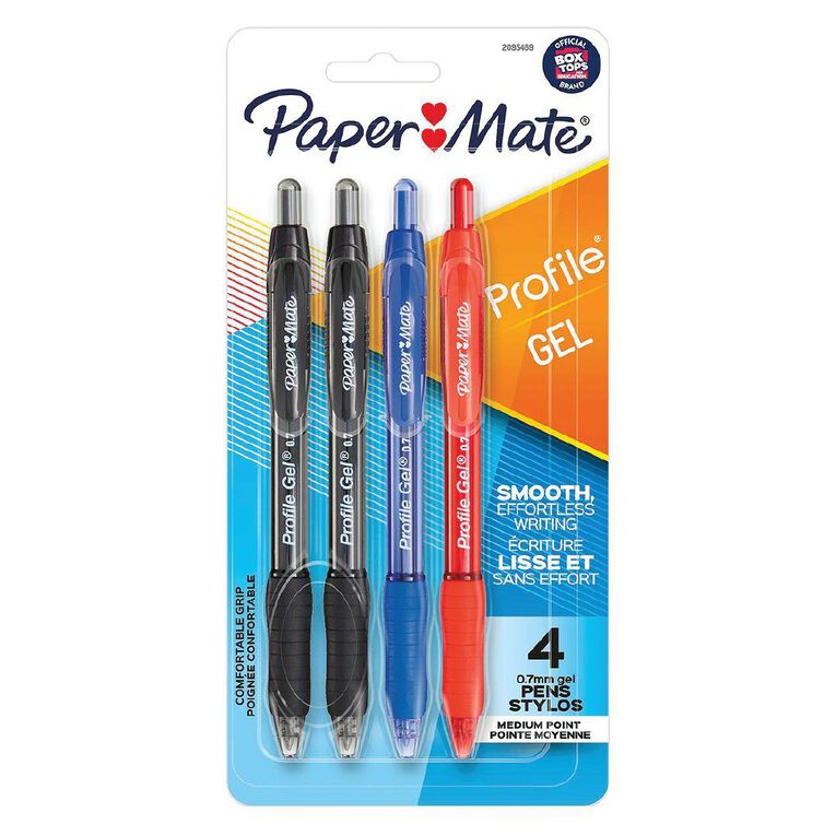 Paper Mate Profile Retractable Business 0.7mm Gel Pens Assorted 4 Pack