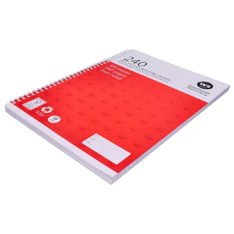 WS Spiral Writing Book 240 Page A4 Wiro Red
