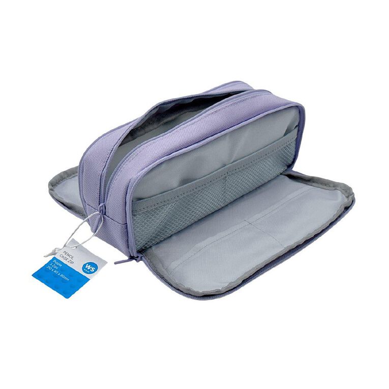 WS Pencil Case with 3 Zips Purple