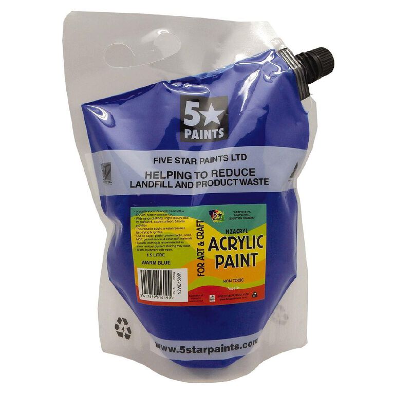 Fivestar Acrylic Paint Warm Blue 1.5 litre Pouch
