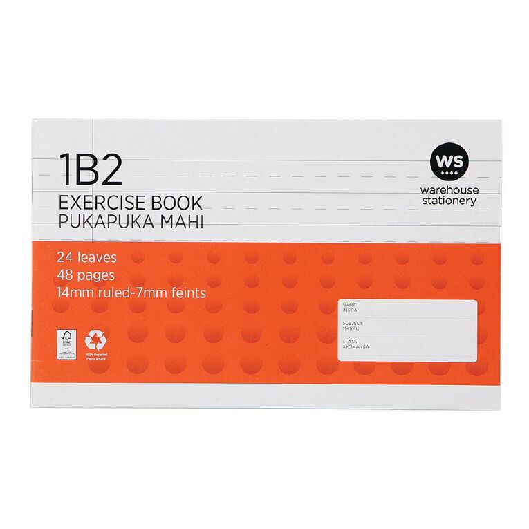 WS Exercise Book 1B2 7mm/14mm Ruled 24 Leaf Red