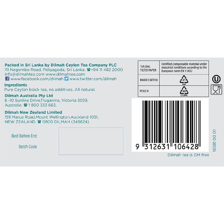 Dilmah Premium Tagless Tea Bags 100 Pack