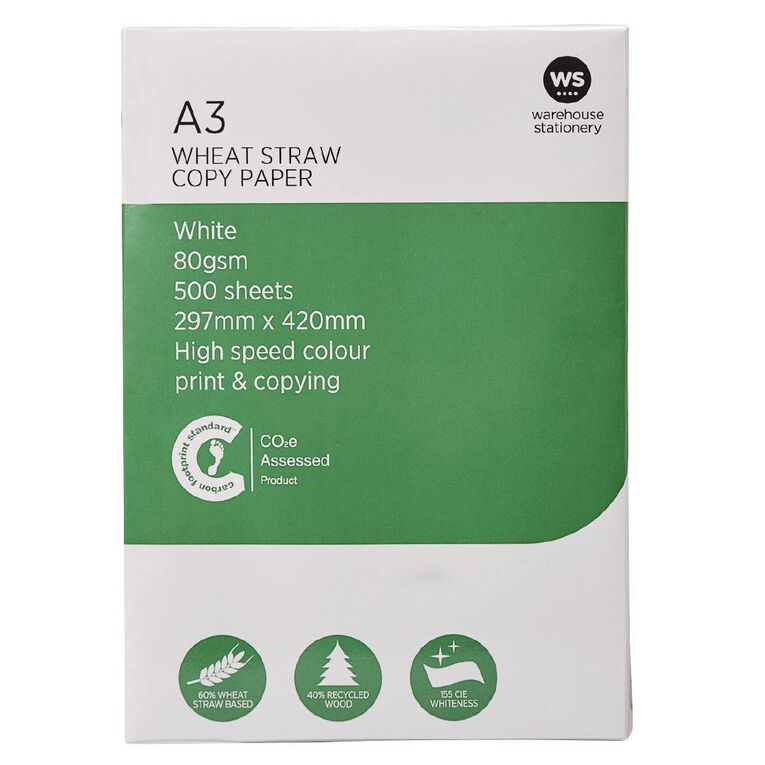 WS Photocopy Paper Wheat Based A3 80gsm 500 Sheet Ream