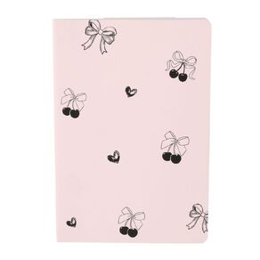 Uniti Stationery Urban Noir Bow & Cherry A5 Notebook Pink