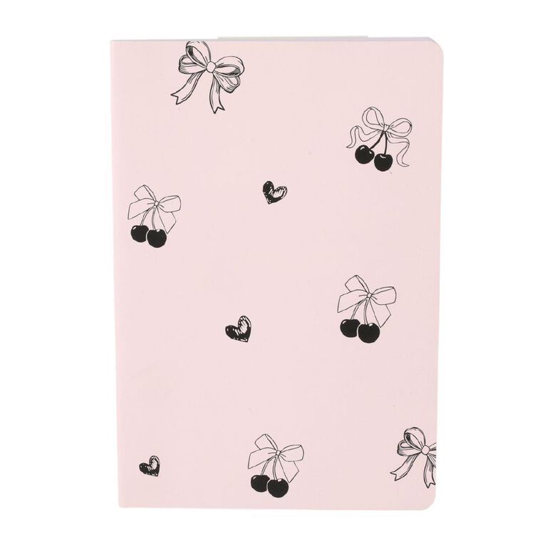 Uniti Stationery Urban Noir Bow & Cherry A5 Notebook Pink