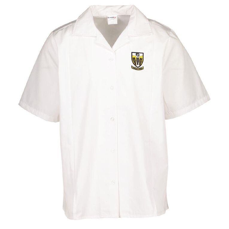 Schooltex Tikipunga High Short Sleeve Split Hem Blouse with Embroidery
