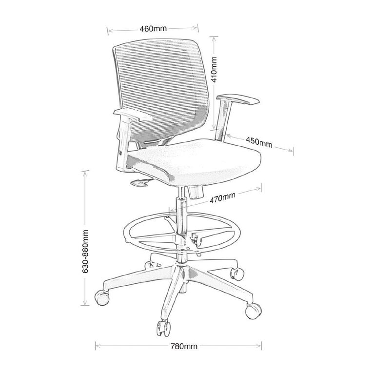 Eden Media Lite Mesh Back Tech Chair with Arms and Footring Black