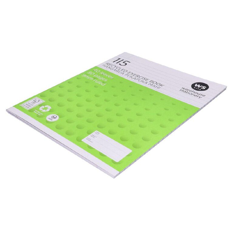 WS Exercise Book 1I5 9mm Ruled 40 Leaf Green