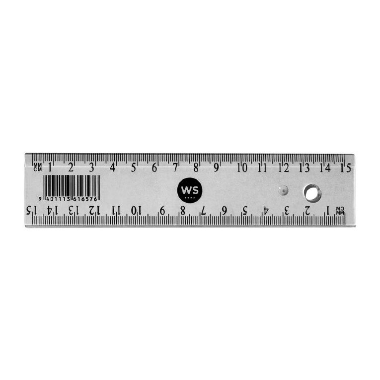 WS Plastic Ruler 15cm Clear