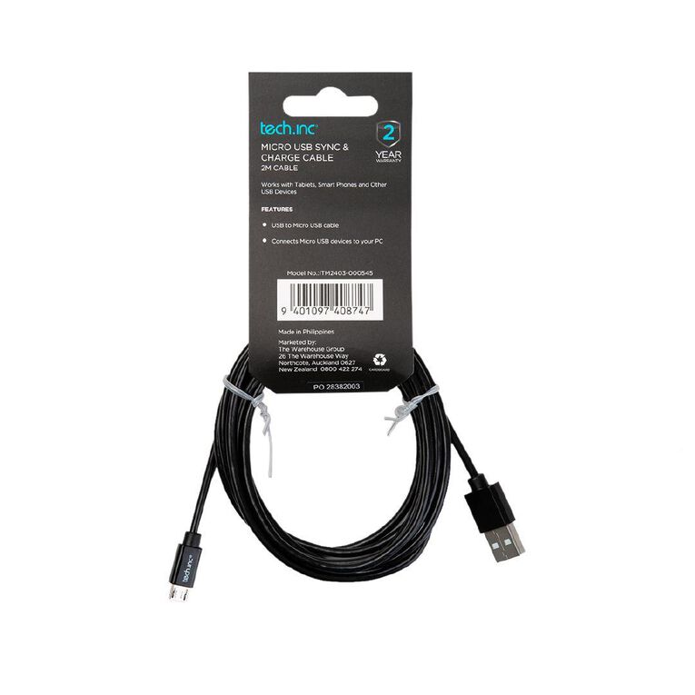 Tech.Inc Micro USB Cable 2m Black