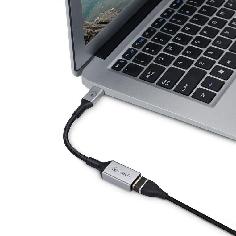 Bonelk Long-Life USB-C to USB-A Adapter Space Grey 15 cm Grey