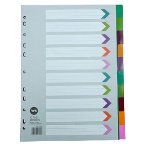 WS 10 Tab Dividers Plastic Multi-Coloured