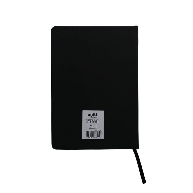 Uniti Stationery A5 Polyurethane Hard Cover Black Notebook