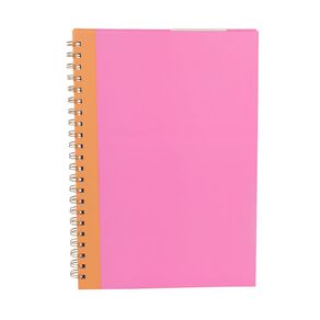 Uniti Stationery Brights Pink A4 Hard Cover Spiral Notebook