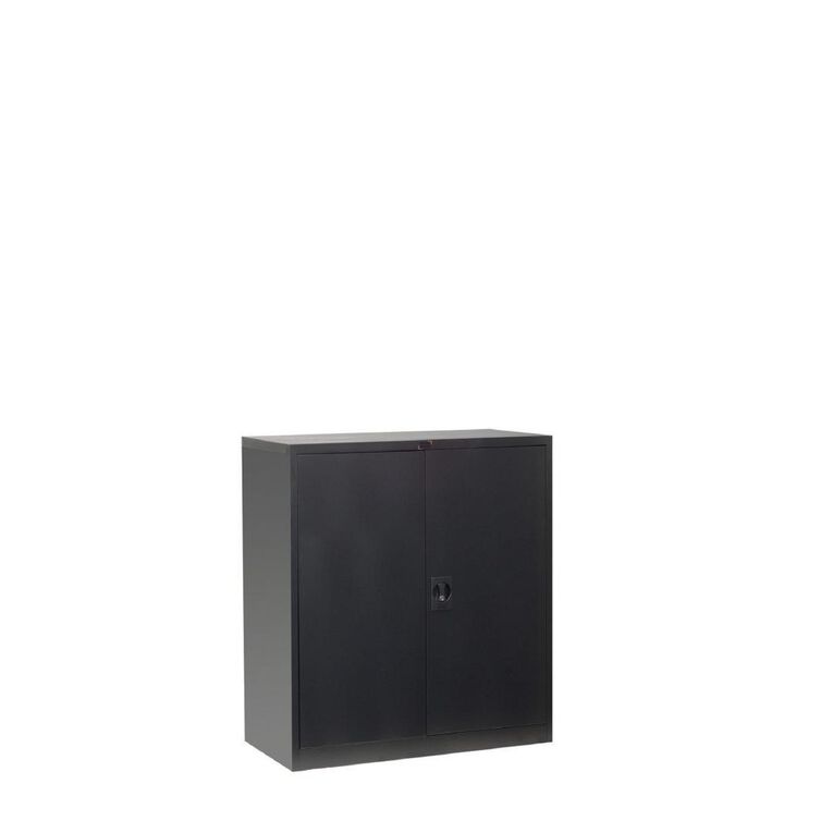 Firstline Cupboard Small Metal 2 Shelves Black