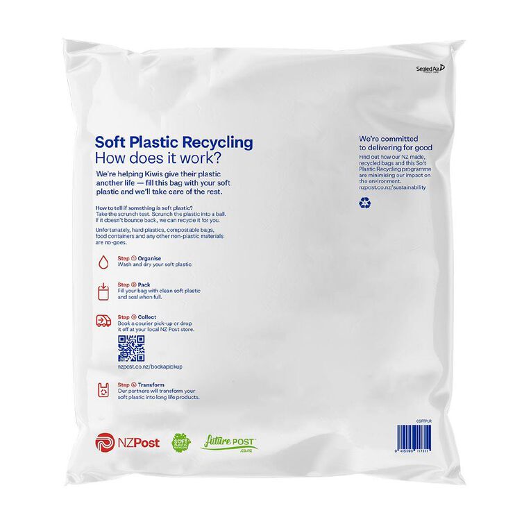 NZ Post Soft Plastic Recycling Lineflow Bag