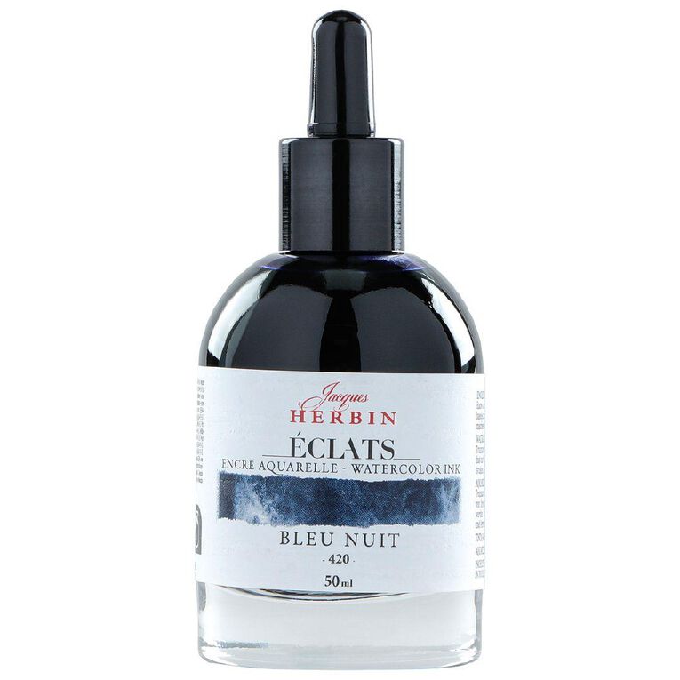 Jacques Herbin Eclats Watercolour Ink 420 50ml Midnight Blue Blue