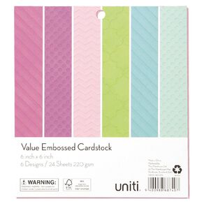 Uniti Value Cardstock Embossed 6in x 6in 24 Sheets