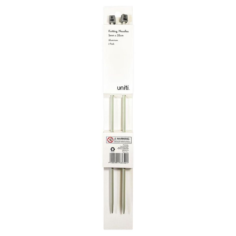 Uniti Knitting Aluminium Needles 5mm 35cm Grey Mid 2 Pack
