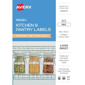 Avery Printable Kitchen & Pantry Labels 66mm x 15mm 80 Labels