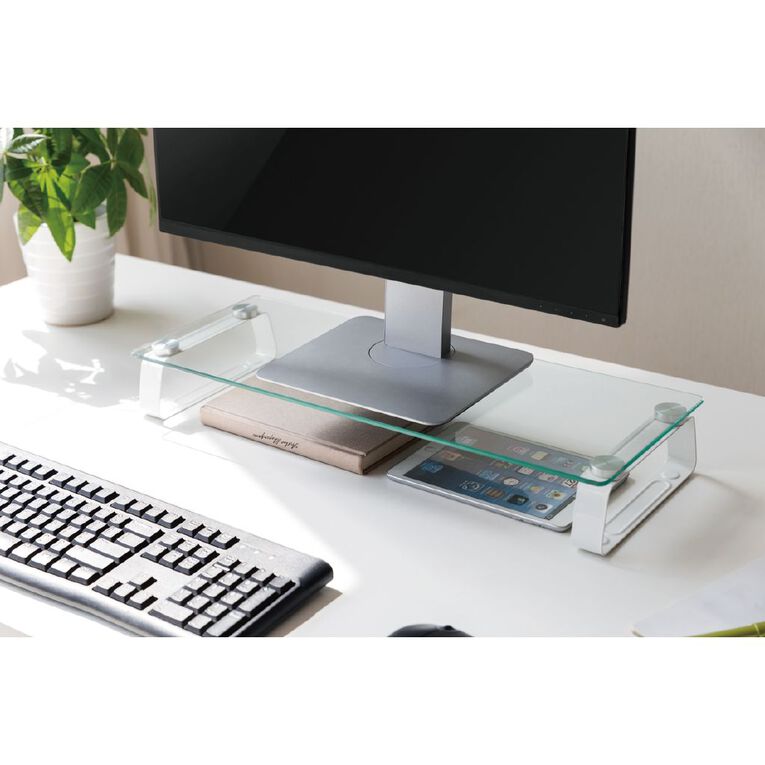 Bracom Universal Tabletop Monitor Riser Glass Top
