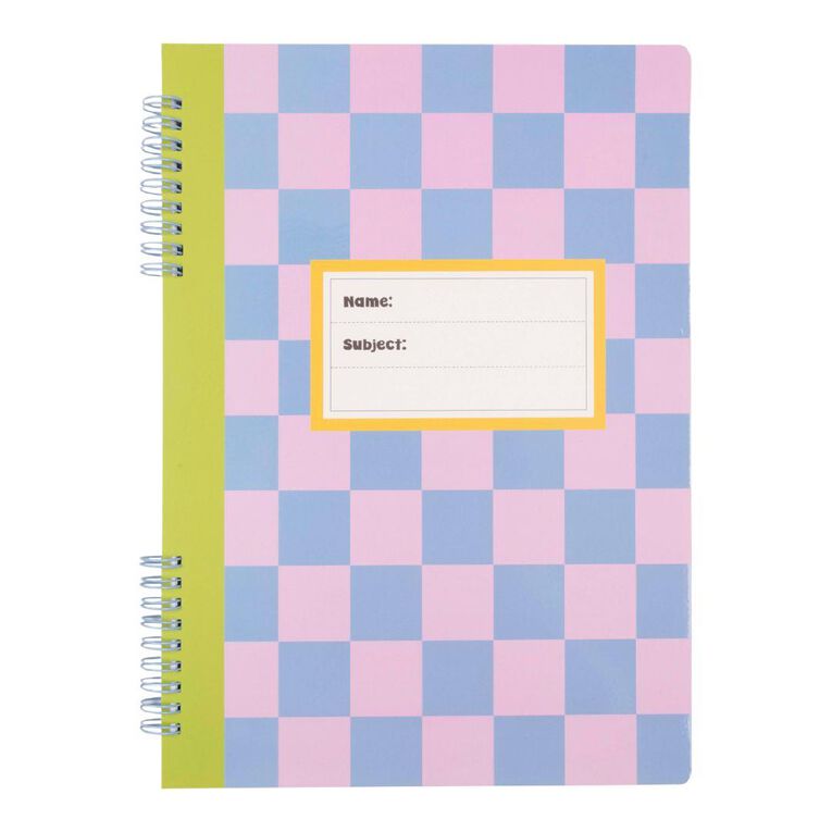 Uniti Stationery Pink Blue Checks A4 Notebook