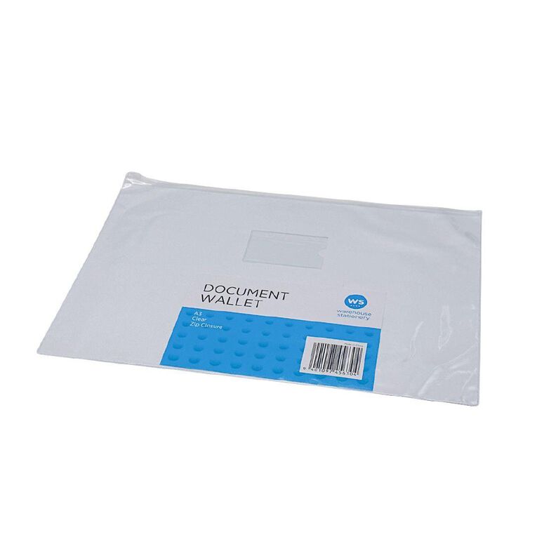 WS Zipper Document Wallet Clear A3