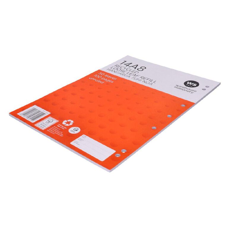 WS Pad Refill 14A8 Blank 50 Leaf Punched Orange