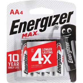 Energizer Max Alkaline Batteries AA 4 Pack